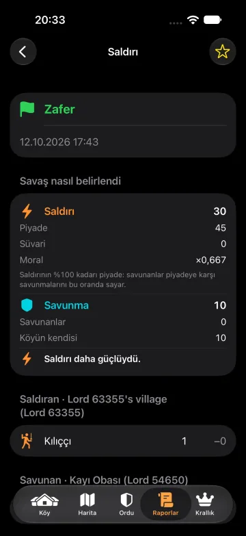 Bir savaş raporu: zafer, onu belirleyen saldırı ve savunmayla birlikte