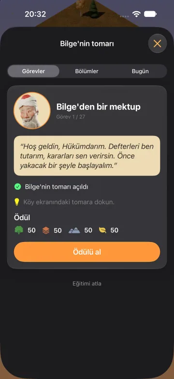 Bilge'nin tomarı: ilk görev, Bilge'den bir mektup, ve ödülü